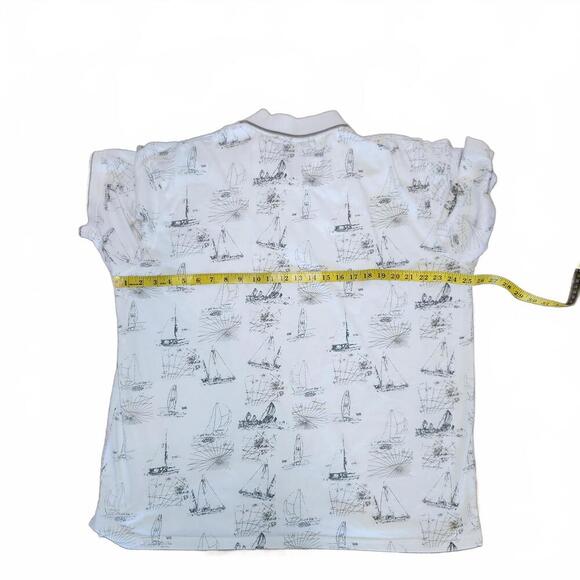 Island Blue Men's White Polo Shirt with Nautical Print, XL - Picture 5 of 6